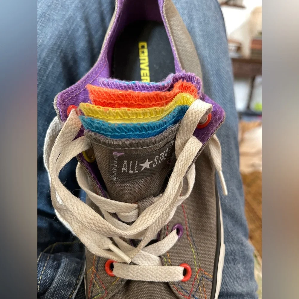 Converse Kids' Gray Rainbow All-Star Sneakers size 4 Juniors